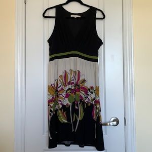 EVAN PICONE BLACK AND FLORAL SLEEVELESS DRESS SIZE 14P
